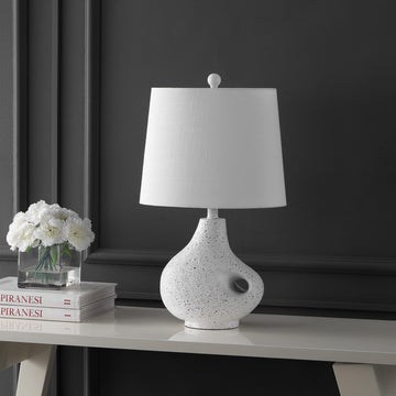Charlotte 24" Minimalist Designer Iron/Resin Oval Shade LED Table Lamp - JONATHAN Y
